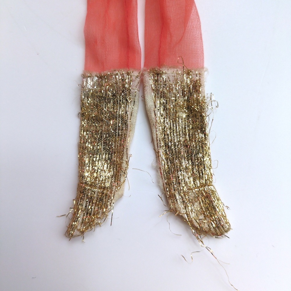 Vtg 70's Live Action PJ Barbie Outfit #1156 Orange Dress Gold Eyelash Boots - Picture 2 of 6